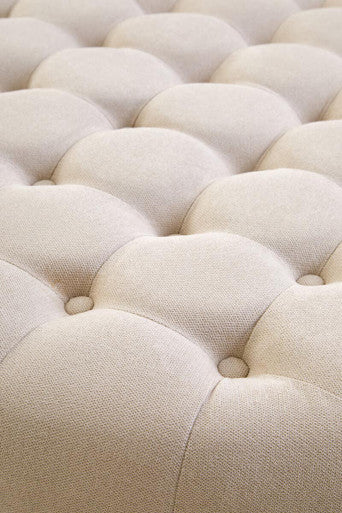 Haley Beige Velvet Round Footstool