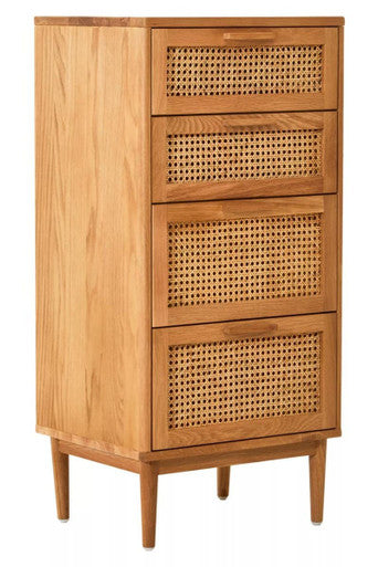 Lyon Rattan and Oak Three Drawer Wood Chest