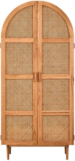 Lyon 2 Door Natural Rattan And Oak Cabinet