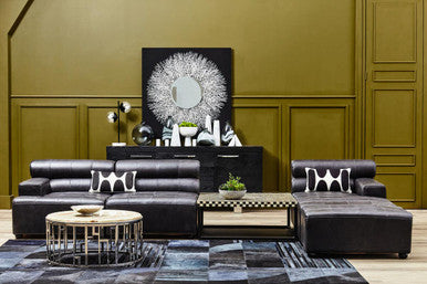 King Right Arm Leather Modular Chaise