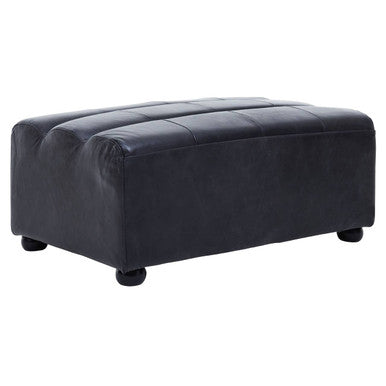 King Distressed Slate Leather Ottoman