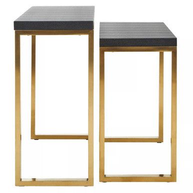Cardoba Set Of Two Black Shagreen Top Console Tables