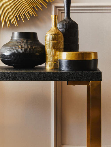 Cardoba Set Of Two Black Shagreen Top Console Tables