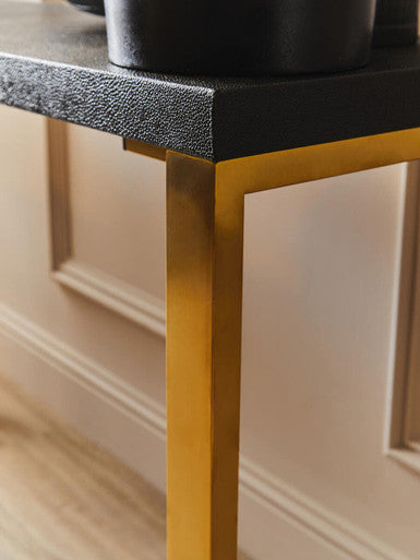 Cardoba Set Of Two Black Shagreen Top Console Tables