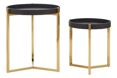 Cardoba Set Of Two Black Shagreen Tray Tables