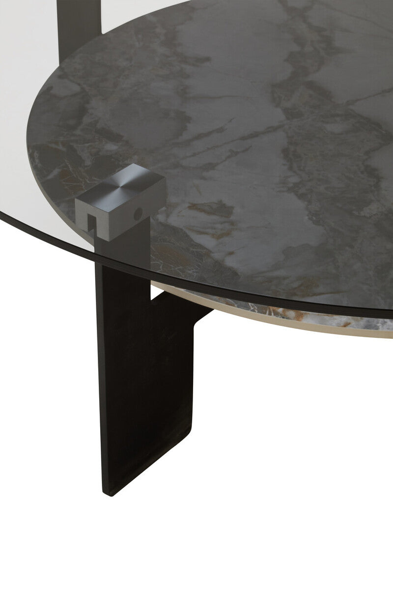 Imperia Round Grey Glass And Ceramic Large Coffee Table