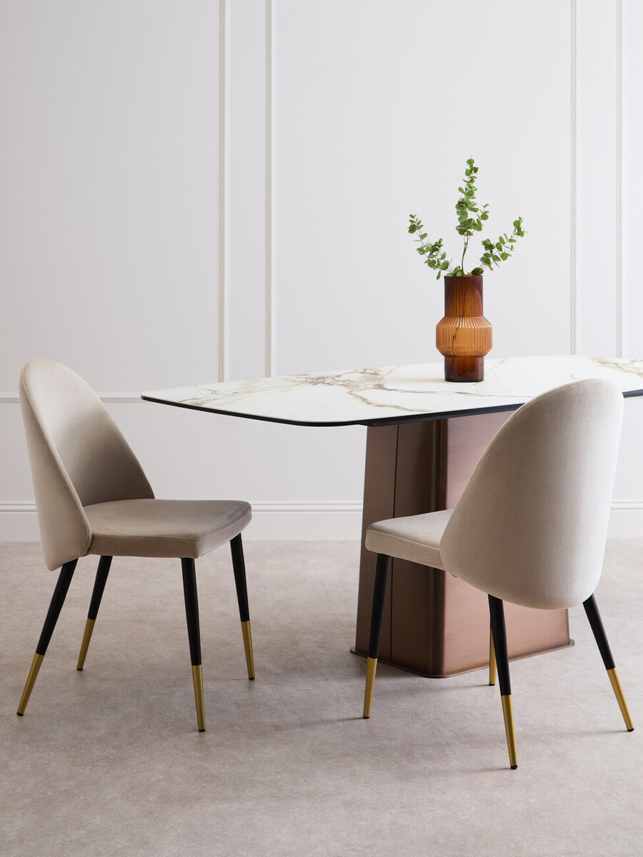 Imperia White Ceramic Marble Effect Rectangular Dining Table