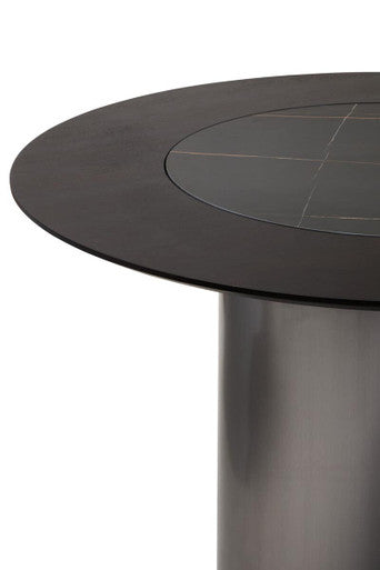 Imperia Eucalyptus Effect Round Dining Table with Ceramic Lazy Susan