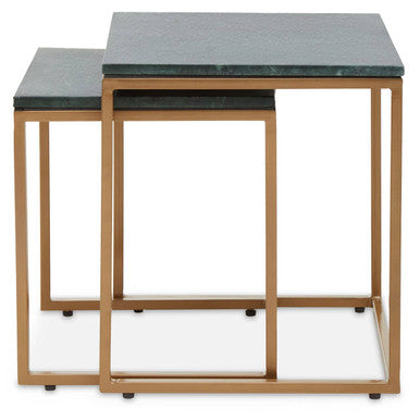 Varana Nest Of Two Green Marble Top Tables