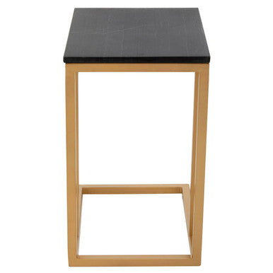 Varana Black Marble Top Side Table With Gold Finish Frame