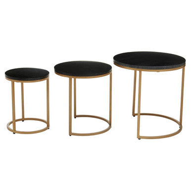 Varana Nest Of Three Black Marble Top Tables