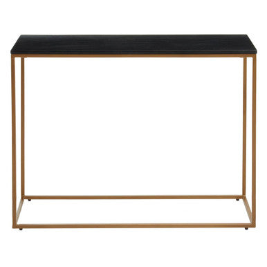 Varana Black Marble Top Console Table With Gold Iron Frame