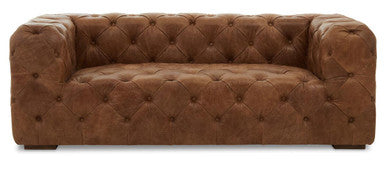Hoxton Three Seat Tufted Leather Sofa