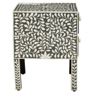 Fusion 2 Drawer Side Table with Bone Inlay