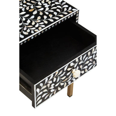 Fusion 1 Drawer Side Table with Bone Inlay