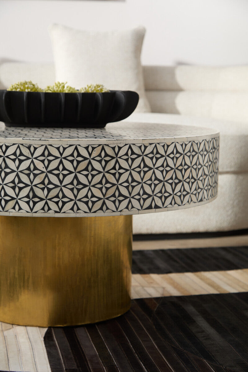 Fusion Round Coffee Table With Gold Base