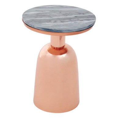 Amira Black Marble Top Copper Base Side Table.
