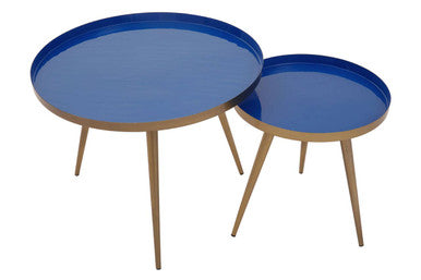 Amira Blue Enamel Nest Of Two Tables.