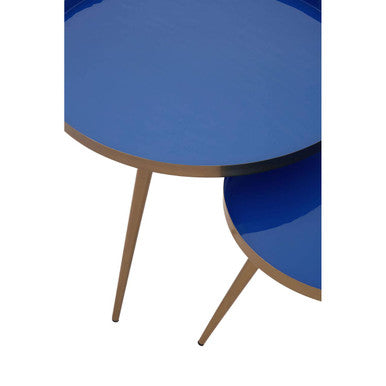 Amira Blue Enamel Nest Of Two Tables.