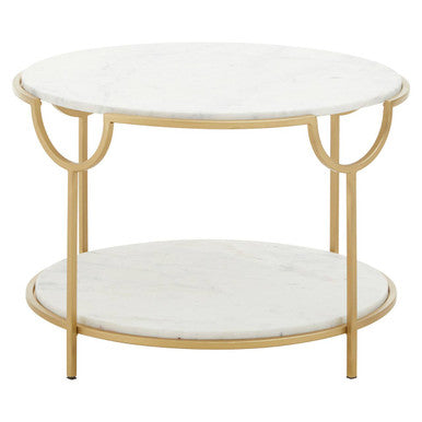 Pali Two Tier White And Gold Side Table.