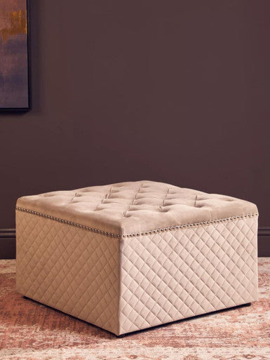 Zamora Square Mink Velvet Ottoman