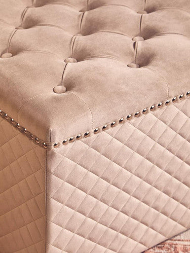 Zamora Square Mink Velvet Ottoman