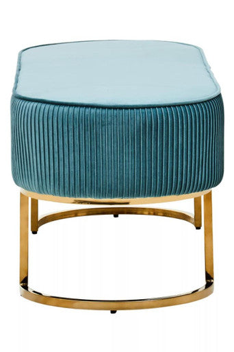 Zamora Green Velvet Ottoman Bench With Gold Finish Legs