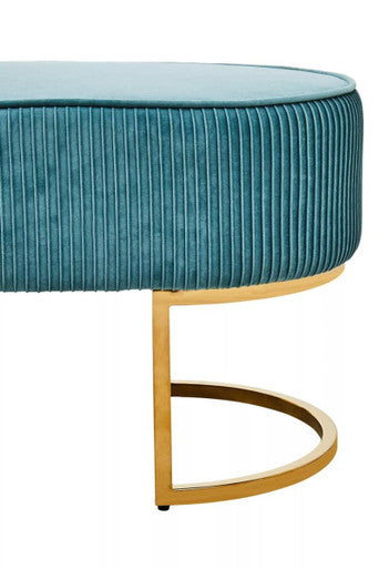 Zamora Green Velvet Ottoman Bench With Gold Finish Legs