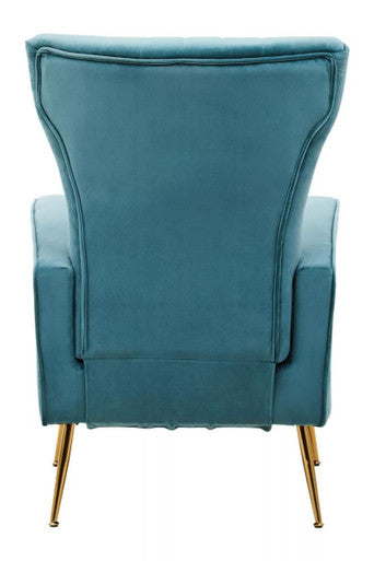 Zamora Velvet Accent Chair With Gold Finish Legs