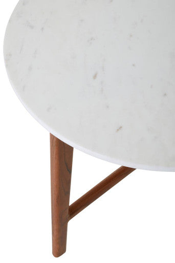 Myan White Marble Round Side Table.