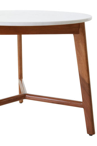 Myan White Marble Round Side Table.