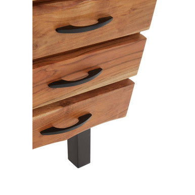 Nashik Three Drawer Acacia Wood Side Table