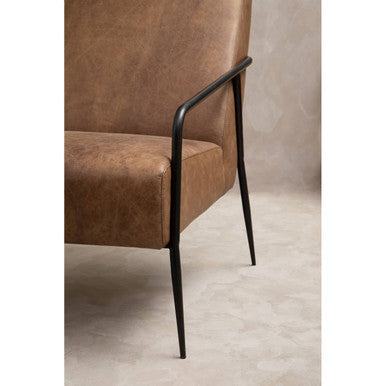 Hoxton Brown Leather Chair With Tapered Back.