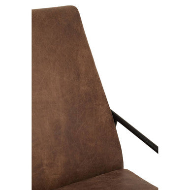 Hoxton Brown Leather Chair With Tapered Back.