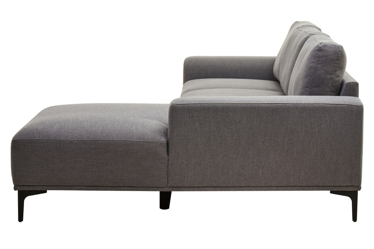Toulon 3 Seat Grey Fabric Right Chaise Sofa