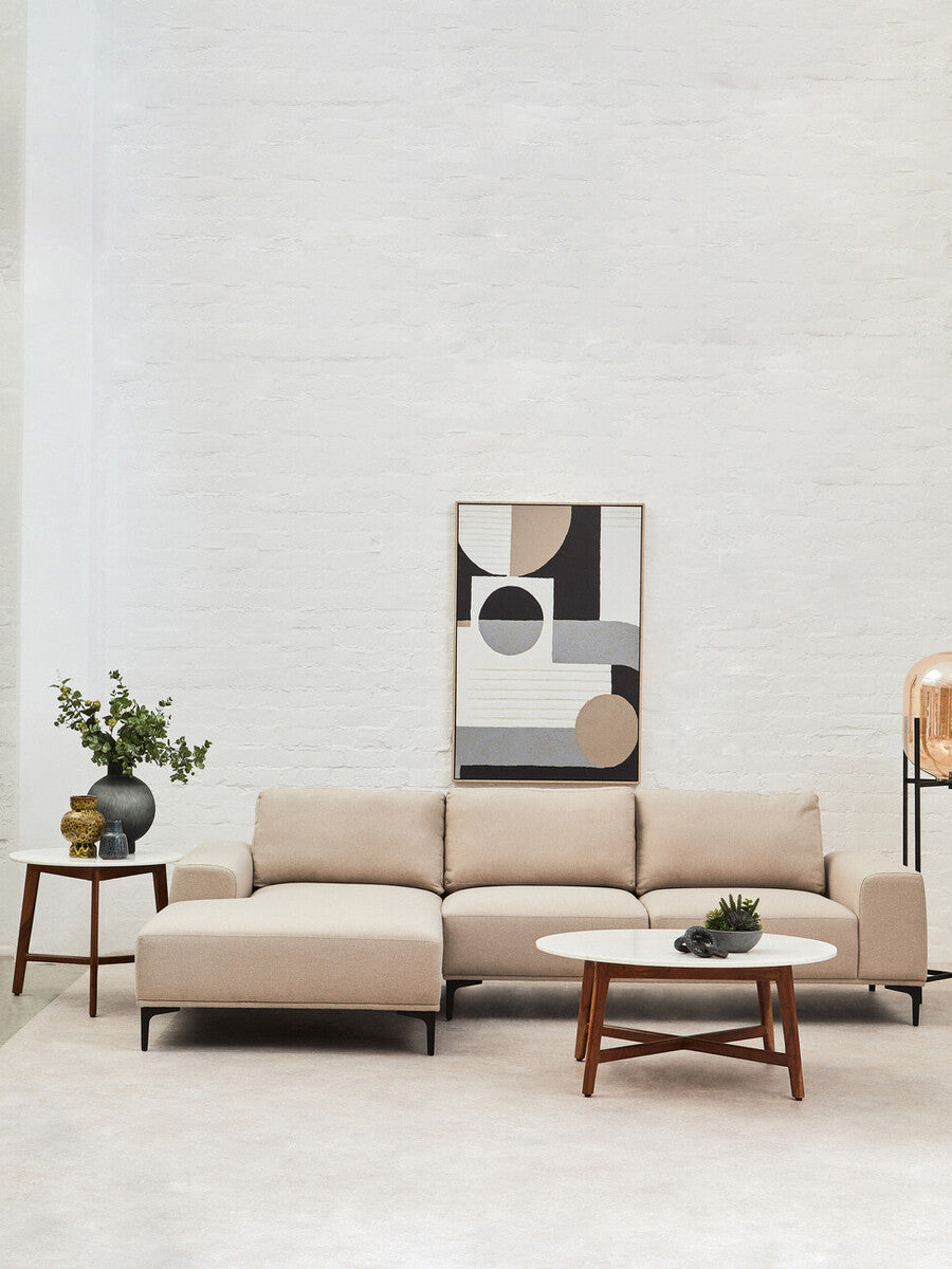 Toulon 3 Seat Grey Fabric Right Chaise Sofa