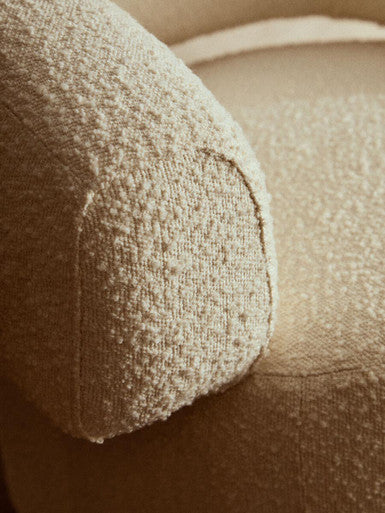 Oliveto Ivory Boucle Fabric Revolving Armchair