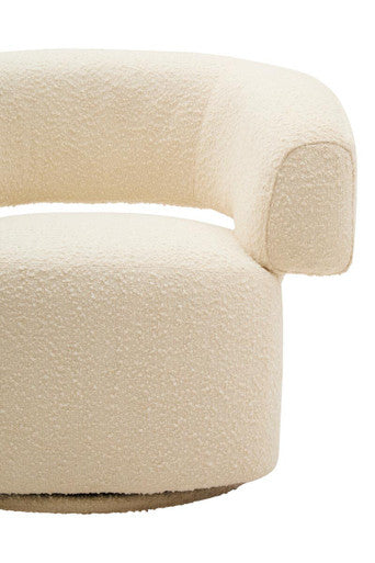 Oliveto Ivory Boucle Fabric Revolving Armchair
