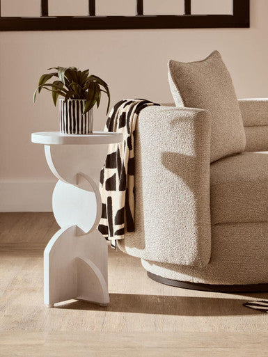 Walsa Whitewash Mango Wood Abstract Side Table