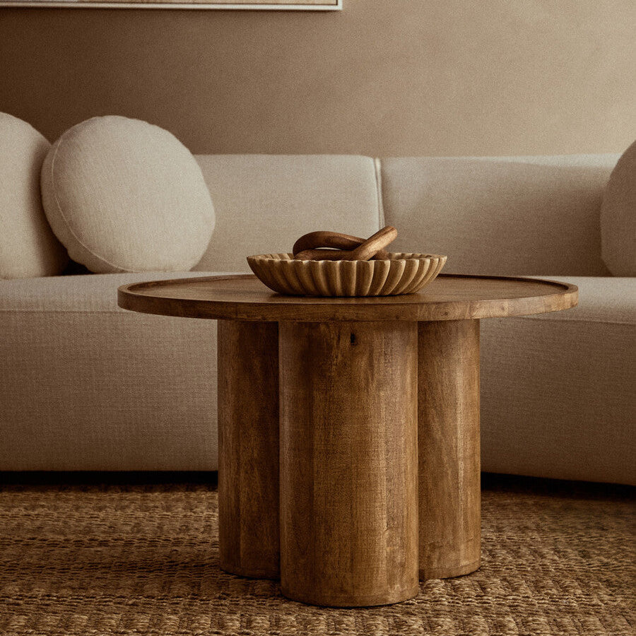 Walsa Natural Mango Wood Column Detail Coffee Table