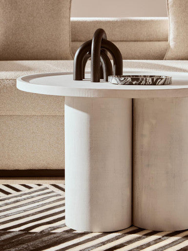 Walsa Whitewash Mango Wood Column Detail Coffee Table