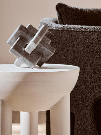 Walsa Whitewash Mango Wood Column Detail Round Side Table