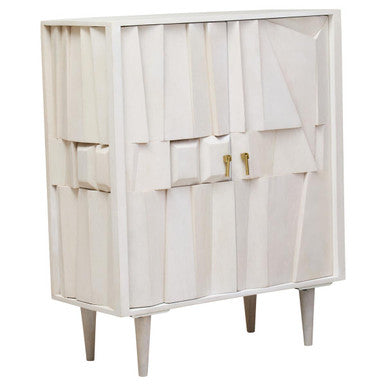 Sita Two Door Mango Wood Abstract Design Cabinet