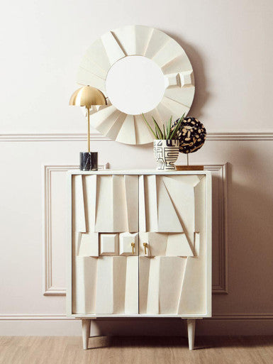 Sita Two Door Mango Wood Abstract Design Cabinet