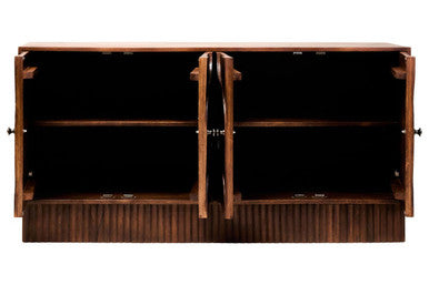 Siva Mango Wood Sideboard Natural Frame With Black Hammered Design Doors