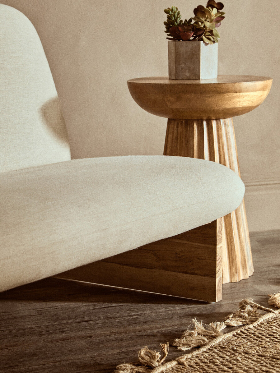 Parova Two Seater Linen Texture Armless Sofa With Wood Base