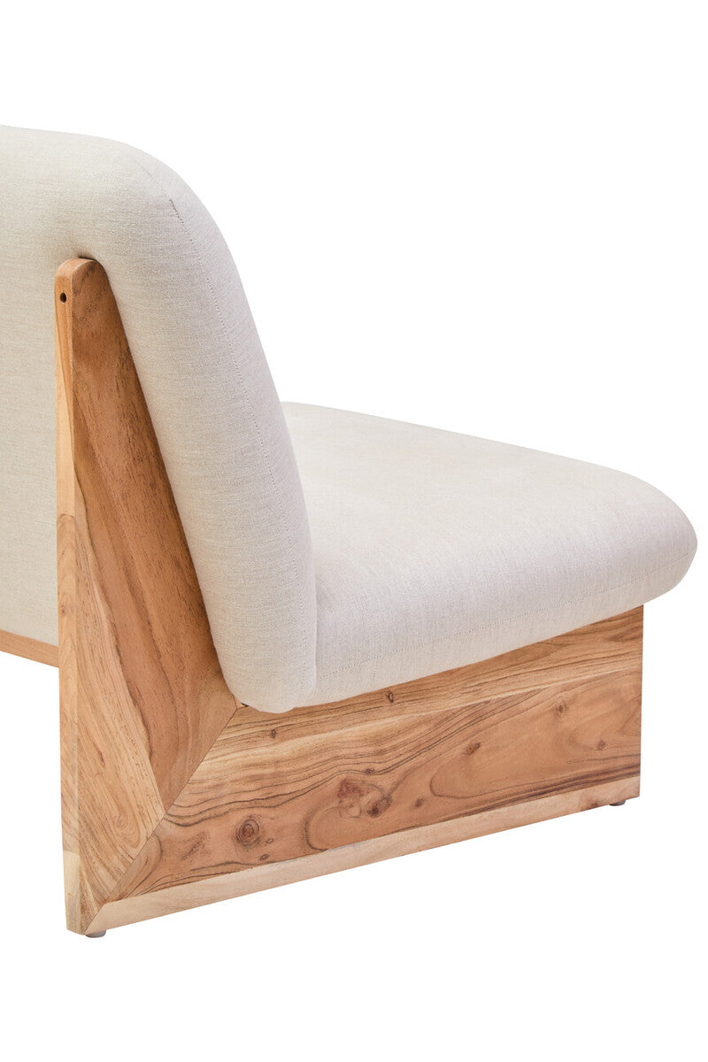 Parova Two Seater Linen Texture Armless Sofa With Wood Base