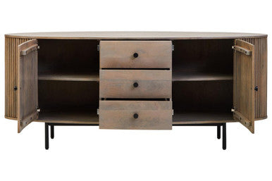 Torello Three Drawer Grey Mango Wood Sideboard