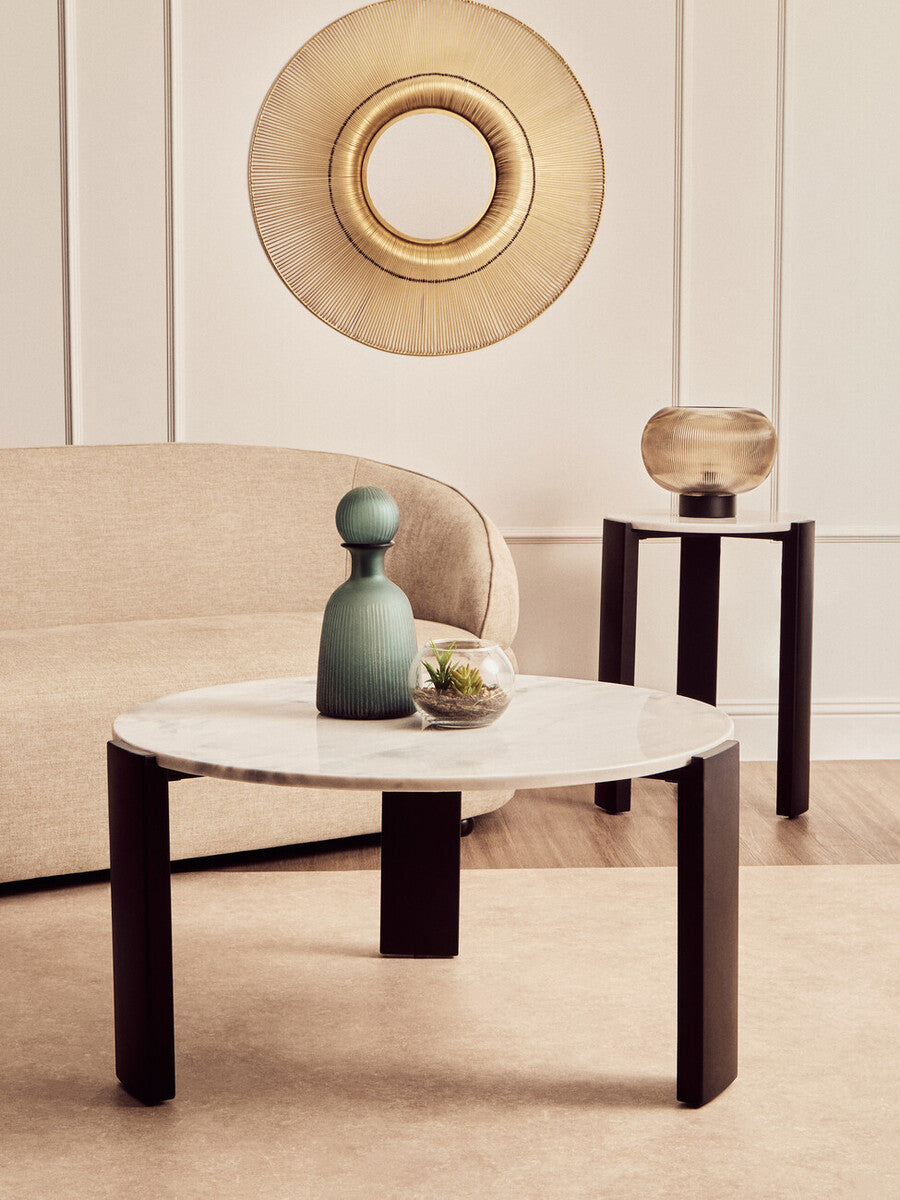 Palermo Round White Marble Top Large Coffee Table