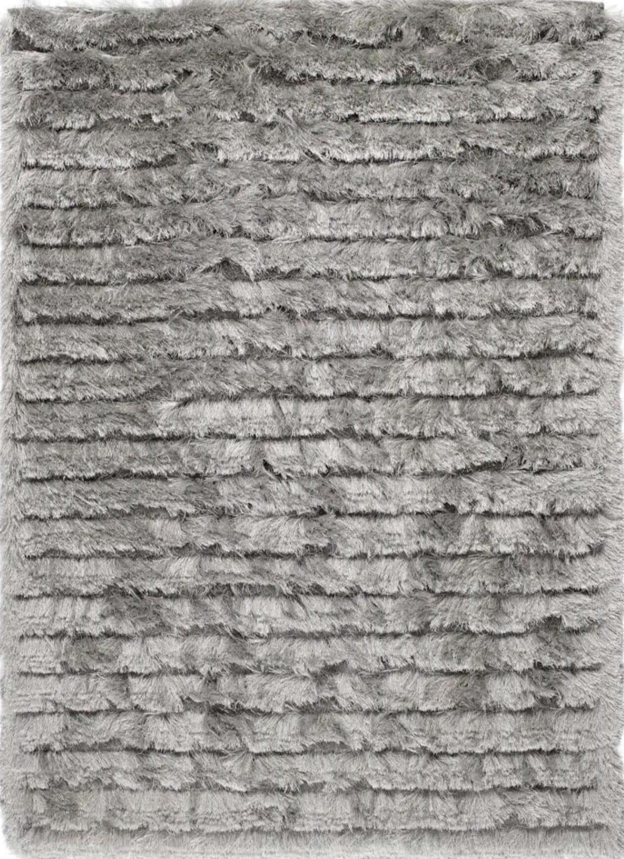 Carved Glamour Silver Grey Shaggy Rug